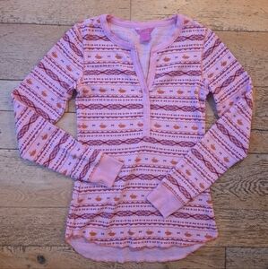y2k Vintage Jenni Bunny Fairisle Patterned Thermal Henley kidcore cottagecore